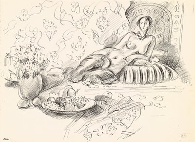 Odalisca sdraiata II, 1927 circa (penna e inchiostro su carta) da Henri Matisse