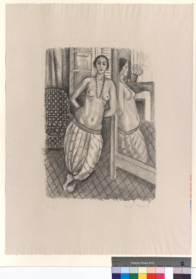 Odalisca con mutandine a righe, riflessa nello specchio da Henri Matisse