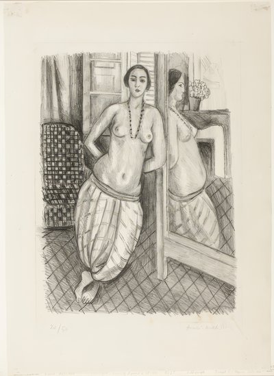 Odalisca in pantaloni a righe, riflessa nello specchio da Henri Matisse