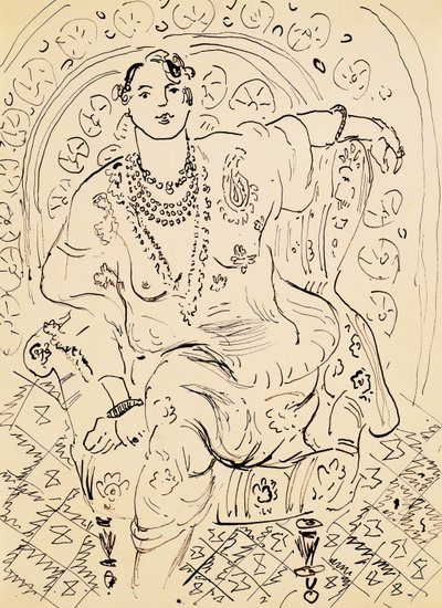 Odalisca con sfondo fiorito da Henri Matisse