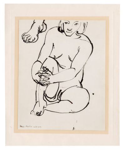 Nudo femminile seduto, che tiene un ginocchio, con schizzo di un piede da Henri Matisse
