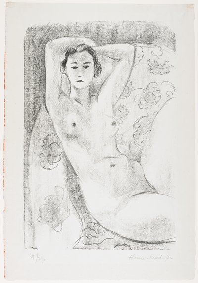 Nudo seduto in poltrona con decorazione floreale da Henri Matisse