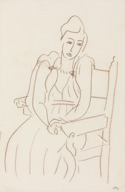 Donna seduta (pastello a cera marrone su carta) da Henri Matisse