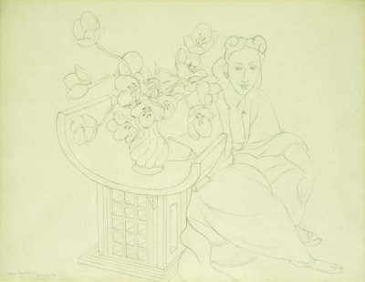 Donna seduta con un vaso di tulipani da Henri Matisse