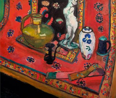 Statuetta e vasi su un tappeto orientale da Henri Matisse