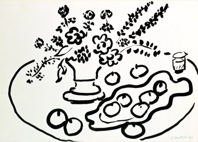 Natura morta con vaso di fiori e piatto di frutta da Henri Matisse
