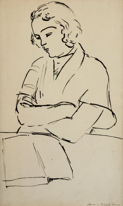 Donna che legge, 1922 circa (penna e inchiostro nero su carta) da Henri Matisse