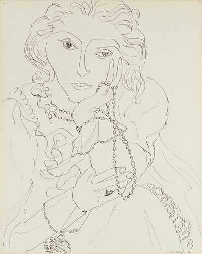 Donna con camicia a balze e collana di perle da Henri Matisse