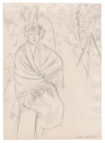 Donna con scialle, in un giardino da Henri Matisse