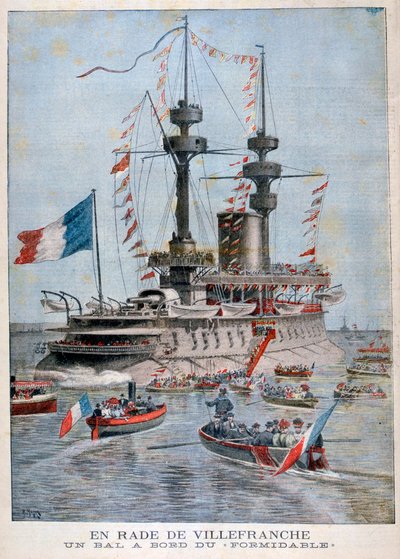 Un ballo a bordo della nave da battaglia Formidable, Porto di Villefranche, Francia, 1896 da Henri Meyer