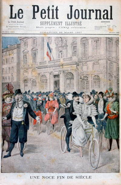 Un matrimonio in bicicletta, Francia, 1897 da Henri Meyer