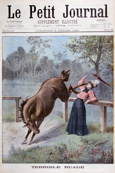 Una giovane donna viene calciata da un cavallo, 1898 da Henri Meyer