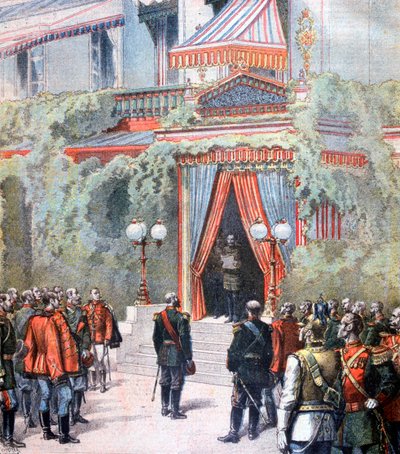 Annuncio sulla salute dello zar Alessandro di Russia, Palazzo di Livadia, San Pietroburgo, Russia, 1894 da Henri Meyer