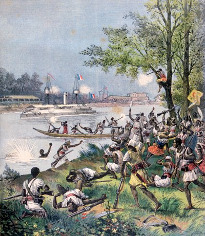 Attacco ai villaggi di Dahomey da parte dei francesi, 1892 da Henri Meyer