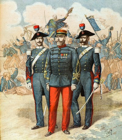 Il capitano Romani tra due gendarmi italiani da Henri Meyer