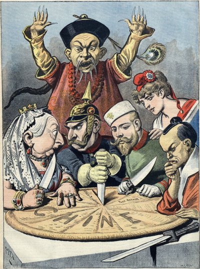 Cina - la torta dei re e... degli imperatori Caricatura, 1898 da Henri Meyer