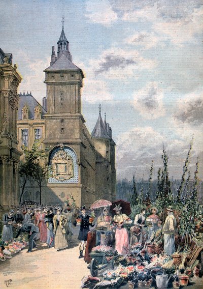 Mercato dei fiori in primavera, Parigi, 1893 da Henri Meyer