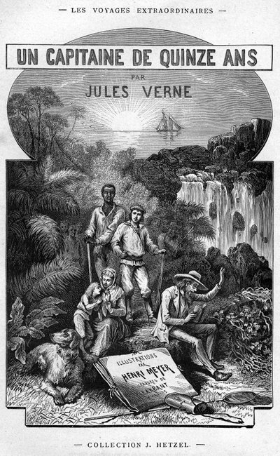 Frontespizio dal libro di Jules Verne “Un capitano di quindici anni”, edizione Hetzel / Viaggi straordinari 1878 da Henri Meyer