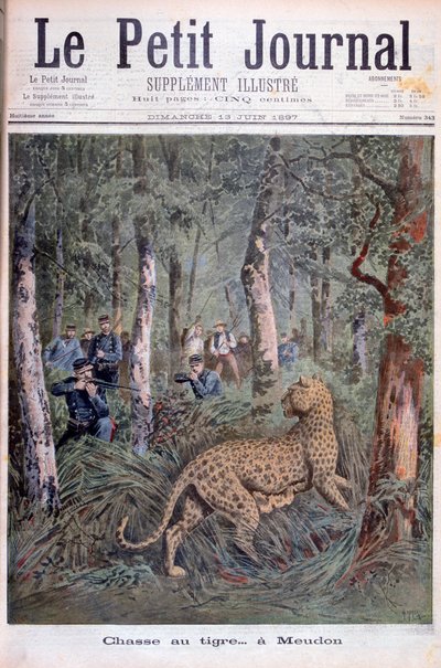 Caccia a un leopardo fuggito, Meudon, Parigi, 1897 da Henri Meyer