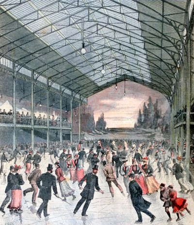 Pattinaggio su ghiaccio a Parigi, 1892 da Henri Meyer