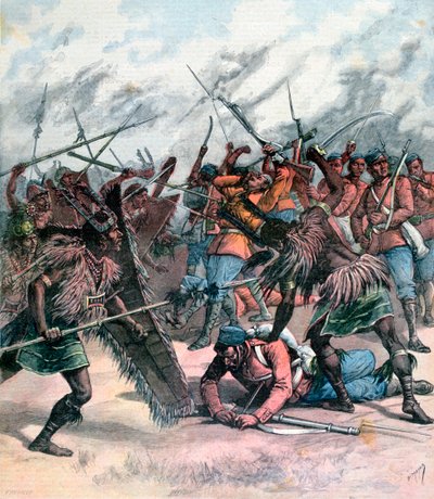 Insurrezione a Manpur, India, 1891 da Henri Meyer