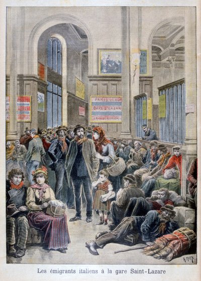 Emigranti italiani alla Gare Saint-Lazare, Parigi, 1896 da Henri Meyer