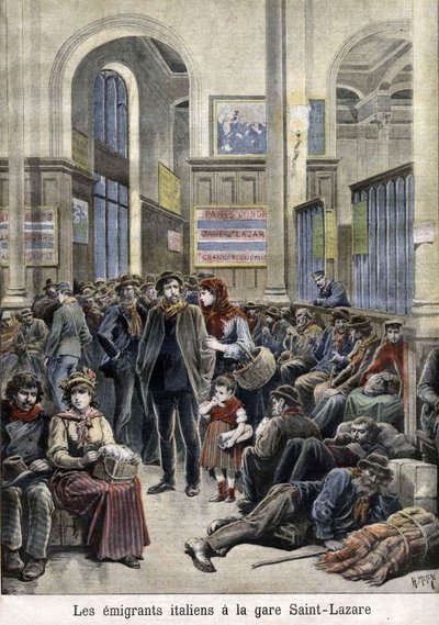 Emigranti italiani alla stazione di Saint Lazarus - in "Le Petit Journal", marzo 1896 da Henri Meyer