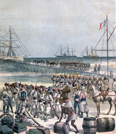 Sbarco delle truppe senegalesi al nuovo molo di Cotonou, Benin da Henri Meyer