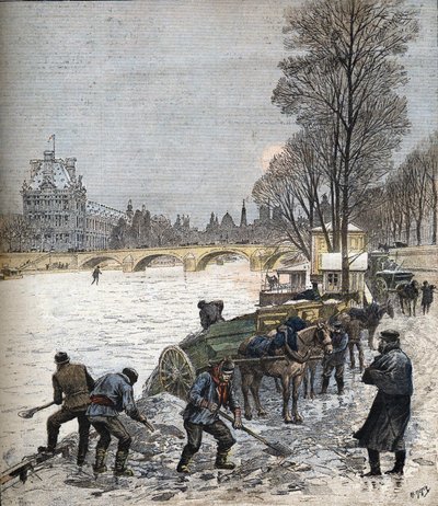 Parigi sotto la neve nel 1895 Piccolo giornale del 1895 (incisione) da Henri Meyer