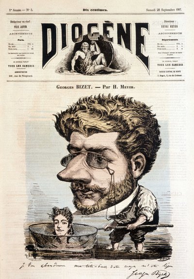 Ritratto di Georges Bizet di Meyer - in "Diogene", 28/09/1867 da Henri Meyer