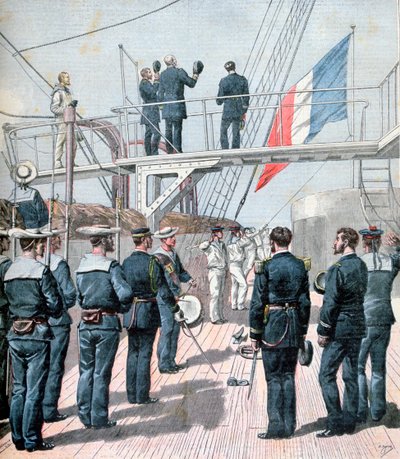 Saluto alla bandiera, manovre navali francesi, 1891 da Henri Meyer
