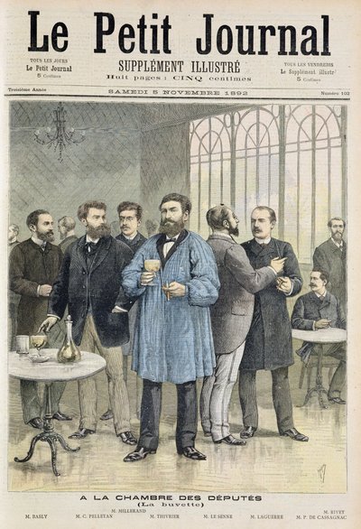 Pagina del titolo raffigurante il bar nella Camera dei Deputati, illustrazione dal supplemento illustrato di Le Petit Journal, 5 novembre da Henri Meyer