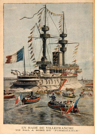 Porto di Villefranche, un ballo a bordo del Formidable, illustrazione da Le Petit Journal, inciso da P.H.G.V. Michel, 1 marzo 1896 da Henri Meyer