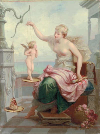 Pesare Cupido contro una farfalla da Henri Pierre Picou