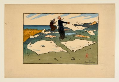Donna che asciuga il bucato (Saint-Briac) da Henri Rivière