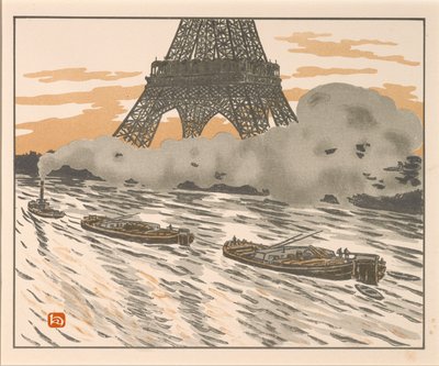 Le chiatte dalle Trentasei vedute della Torre Eiffel da Henri Rivière