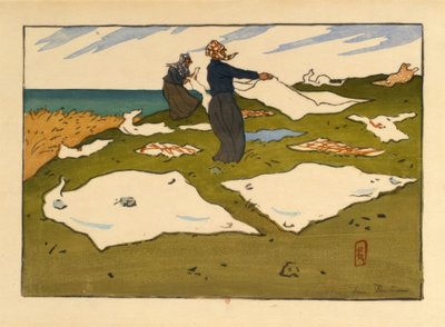 Donne che asciugano il bucato (Saint-Briac) da Henri Rivière