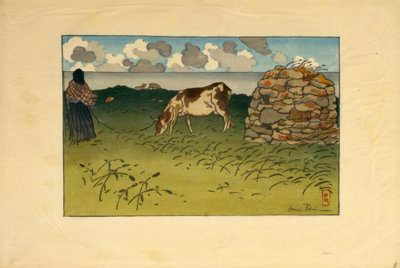 Una donna e una mucca, Pointe de la Haye (Saint-Briac) da Henri Rivière