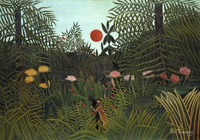 Persona nera attaccata da un giaguaro, 1910 da Henri Rousseau