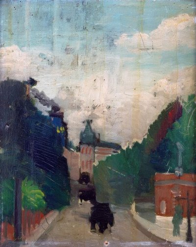Schizzo, vista del Palazzo del Métropolitain da Henri Rousseau