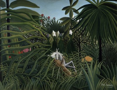 Giaguaro che attacca un cavallo da Henri Rousseau