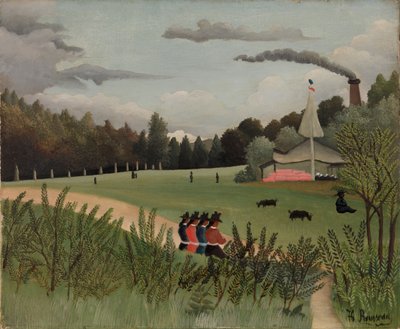 Paesaggio e quattro ragazze giovani da Henri Rousseau