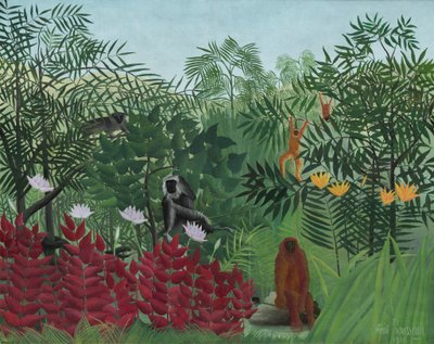 Foresta tropicale con scimmie da Henri Rousseau