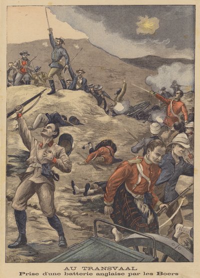 Cattura di una batteria di cannoni britannica da parte dei boeri in Sudafrica da Henri Rudaux