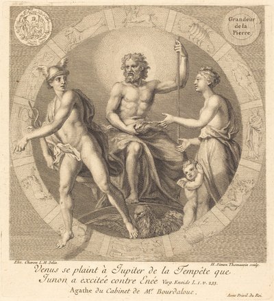 Venere si lamenta con Giove della tempesta che Giunone ha scatenato contro Enea da Henri Simon Thomassin after Elisabeth Sophie Cheron