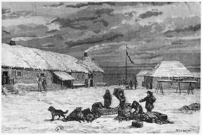 Commercio di pellicce in Alaska, Fort Saint-Michel, 1867 da Henri Theophile Hildibrand