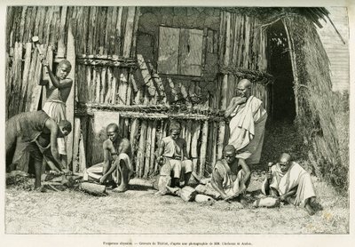Fabbri abissini. Incisione di Thiriat, da una fotografia, per illustrare il racconto Viaggio nel Choa (Abissinia meridionale) da Henri Thiriat