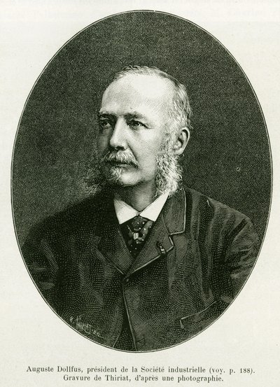 Auguste Dollfus, Presidente della Compagnia Industriale Dollfus Mieg. Incisione di Thiriat per illustrare la storia 