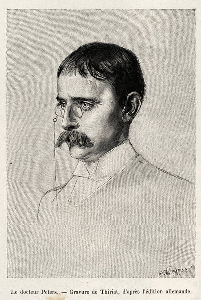Ritratto del Dr. Carl Peters (1856-1918) esploratore tedesco (incisione) da Henri Thiriat