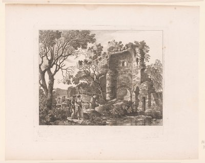 Compagnia in un paesaggio con rovine da Henri Thomann